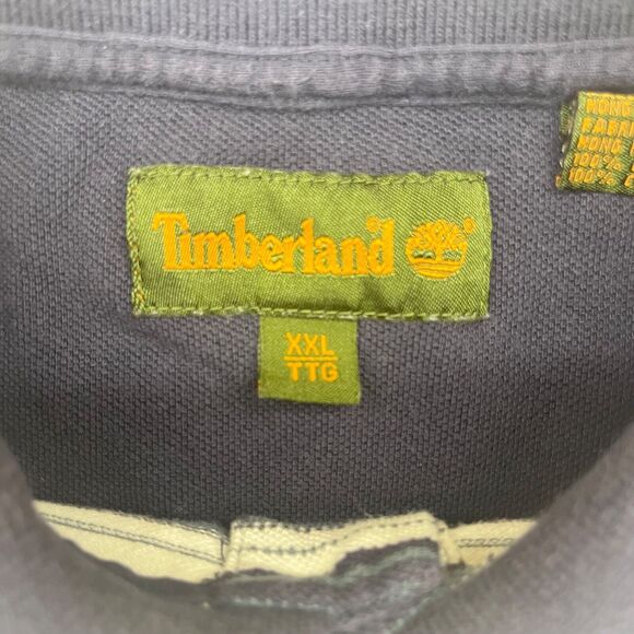 Vintage 90s Timberland Striped Collared Green White Shirt Men's XXL - Picture 3 of 7